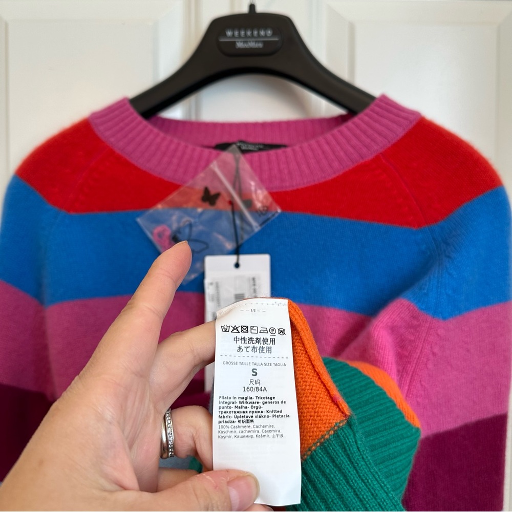 SOLD ! Retail$560 MaxMara Weekend Striped 100% Cashmere Knit Sweater Small NWT - Picture 10 of 16